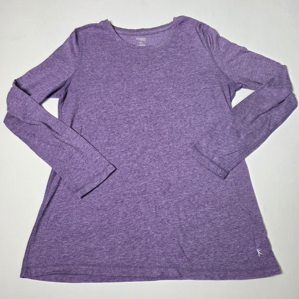 Danskin Now Long Sleeve Shirt Women Medium Purple Heather Dri-More Activewear‎